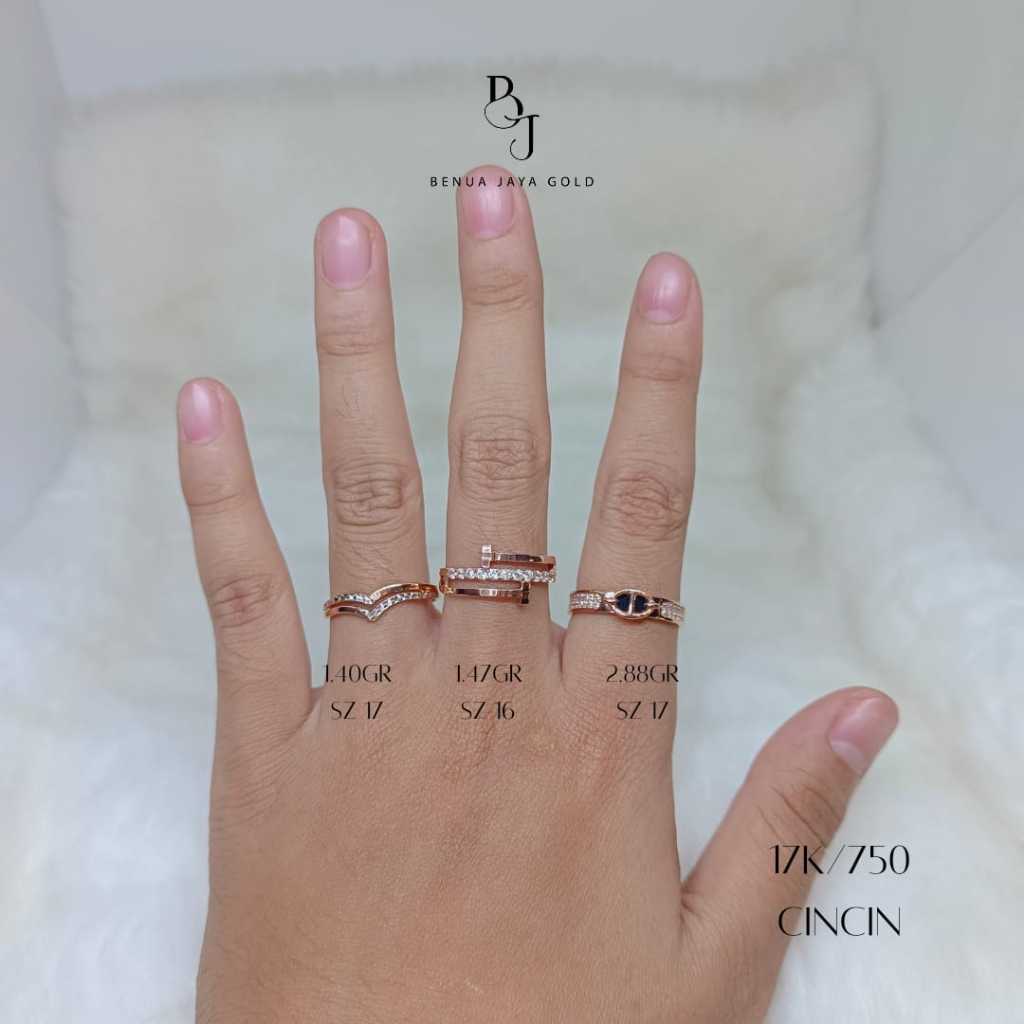 Cincin Fashion Emas Rose Gold 17K/750