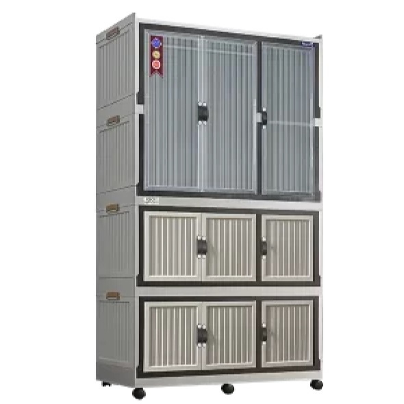 Lemari Pakaian Gantung Napolly Jumbo / Lemari Plastik Roda / Rak Baju Serbaguna FOLDING CABINE 3211 