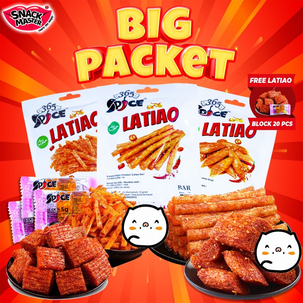 

[MIX 4 Latiao halal Snack] （72g * 3pcs + 5g * 20pcs）Tantangan Pedas! 365 Spice Spicy Strips, Berani Coba Batasan Anda