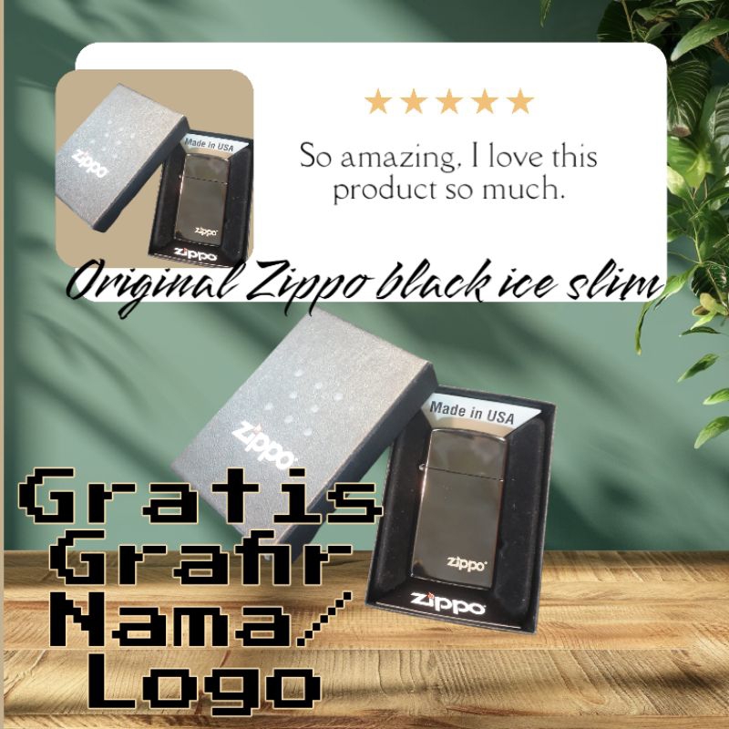 korek api mewah dan unik zippo original slim gratis grafir logo/nm