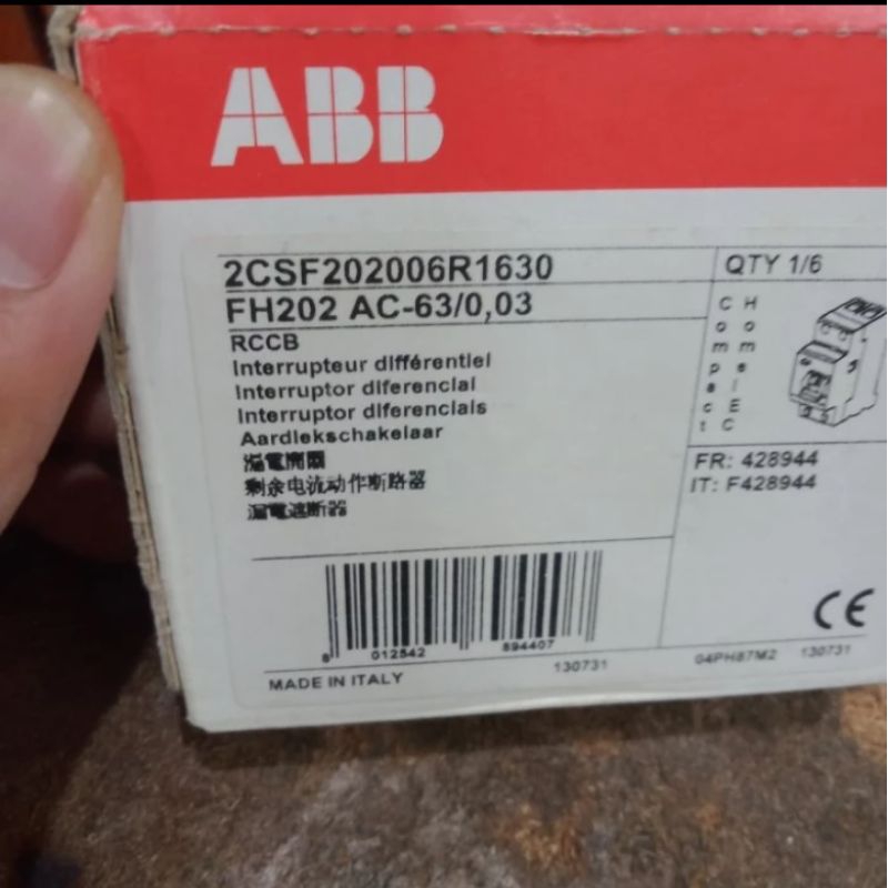 RCCB ABB FH202 AC-63/0.03 ORIGINAL ASLI