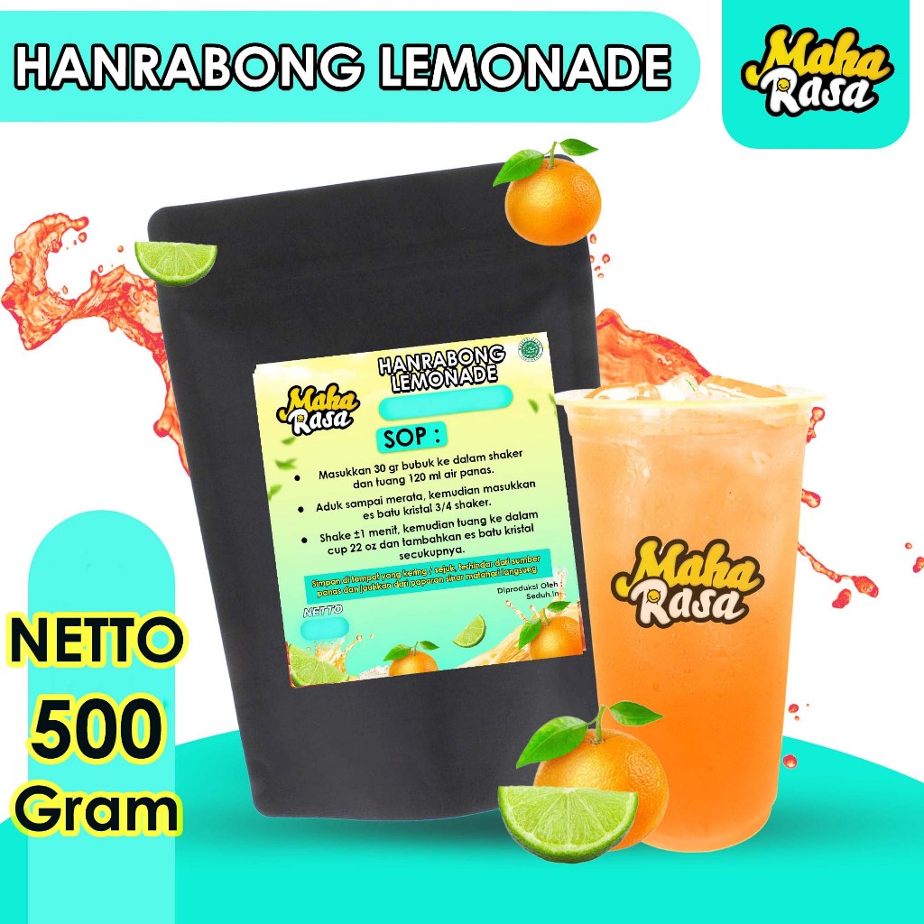 

[MAHA RASA] Orange HANRABONG LEMON - BUBUK MINUMAN KEKINIAN INSTAN PREMIUM 500Gram