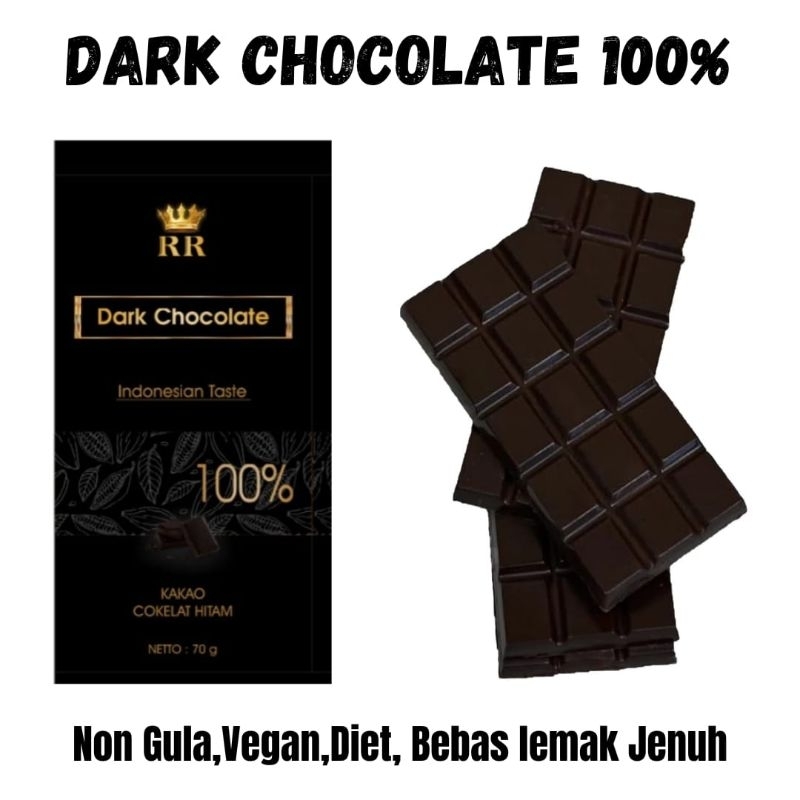 

Dark Chocolate 100% 70gram tanpa gula