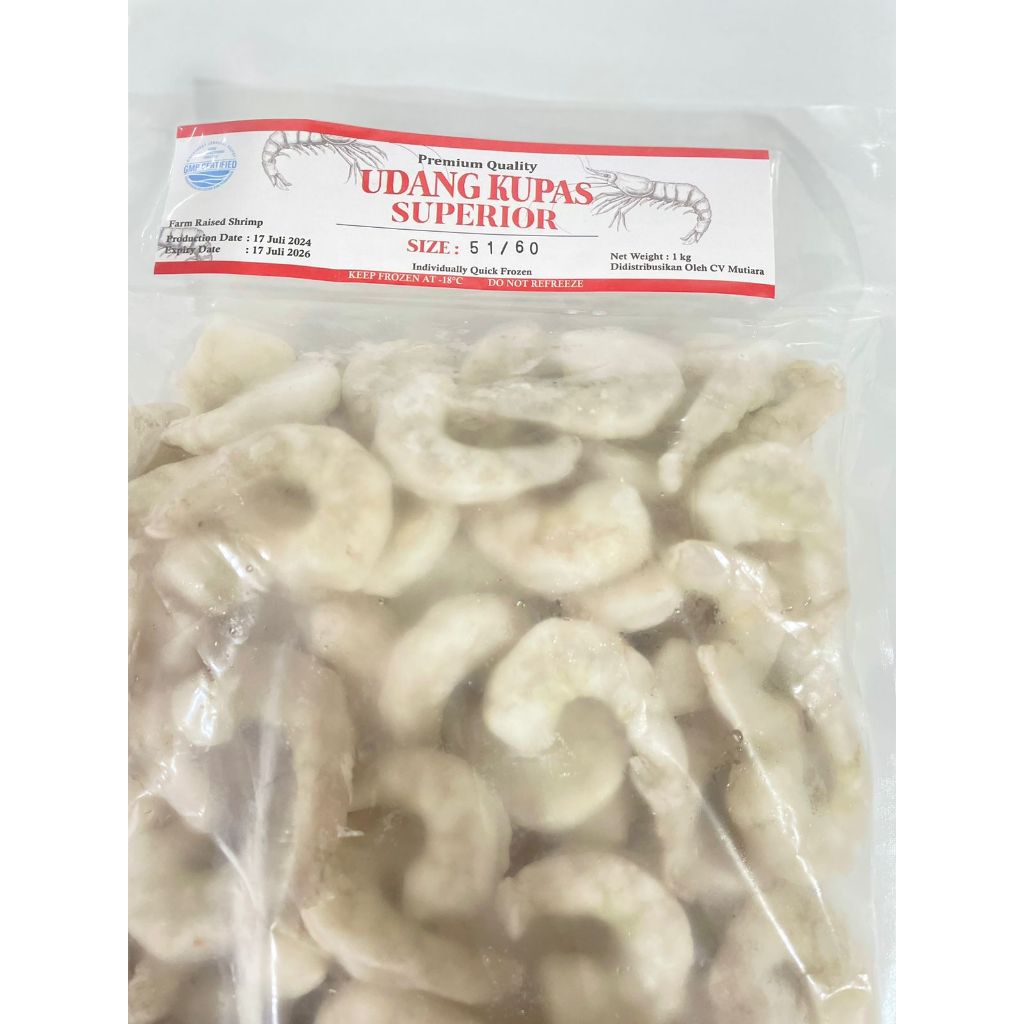 

RB Udang Kupas Vanamei Size . / Bersih Peeled and Deveined/ Glazing 20%