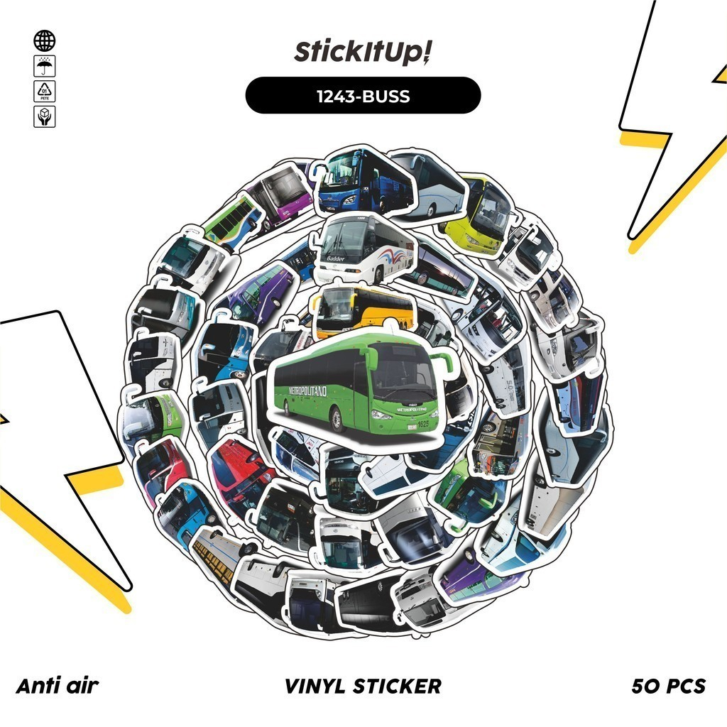 

COD✨ 100 Pcs Stiker Tour Bus Lucu Anti Air Untuk Dekorasi Notebook Sepeda Skateboard Handphone DIY