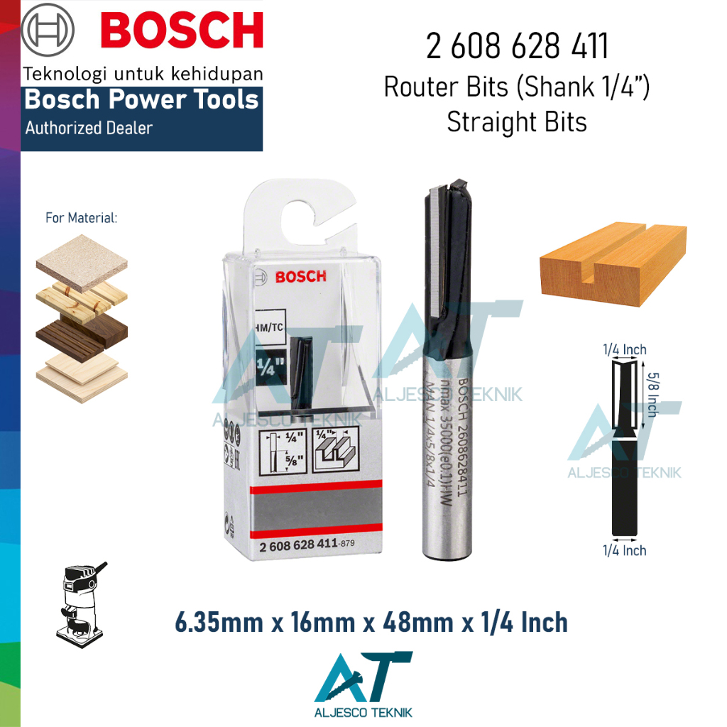 BOSCH MATA ROUTER LURUS 6MM STRAIGHT BIT SEPERTI 103-013