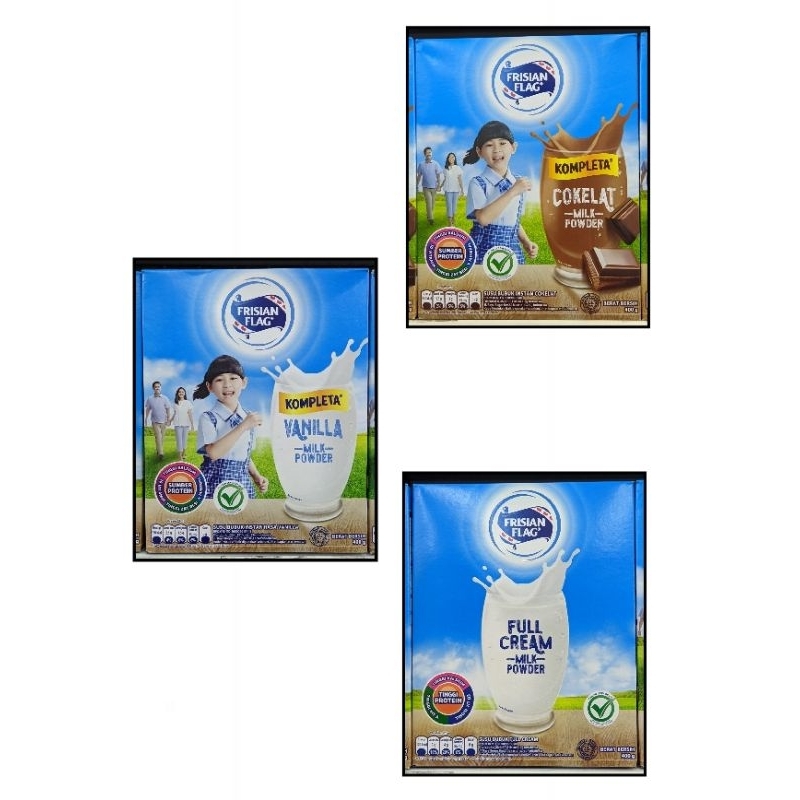 

FRISIAN FLAG 400 Gram Rasa Vanilla, Cokelat, & Full Cream || Frisian Flag || Susu Frisian Flag || Susu Frisian Flag 400 Gram || Susu Frisian Flag Kompleta Vanilla || Susu Frisian Flag Kompleta Cokelat || Susu Frisian Flag Full Cream || Susu Bubuk || Susu