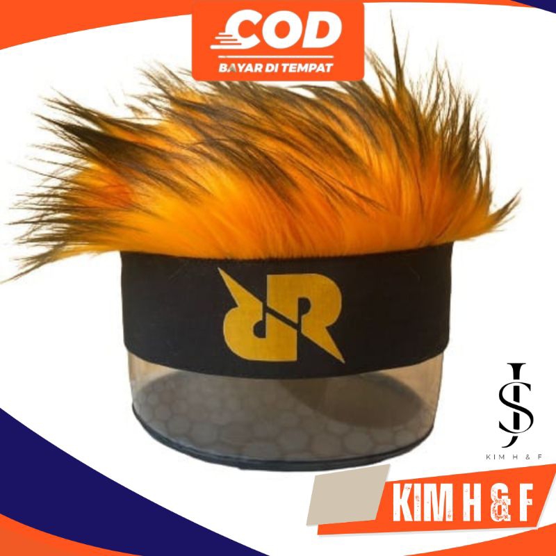 rambut palsu model RRQ topi bulu, rambut palsu logo, wig cosplay