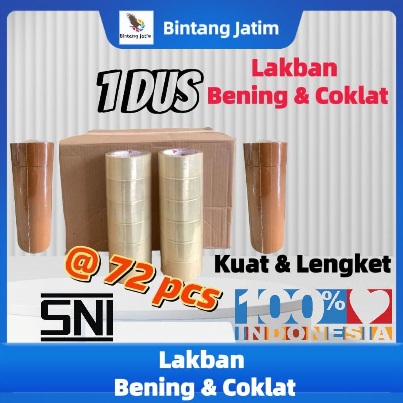

45MM*90Y 1 DUS ISI 72PCS MURAH SUPER LAKBAN BENING DAN COKLAT TAPE