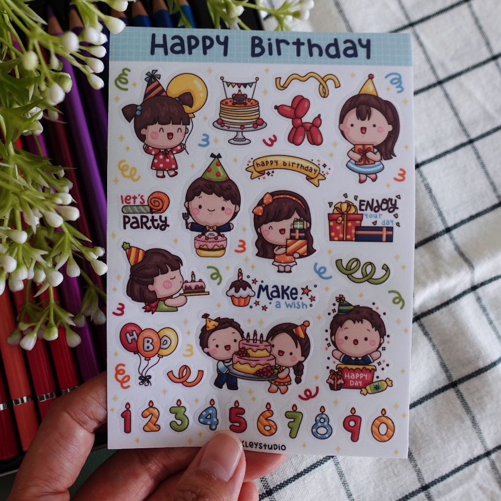 

Happy Birthday Sticker Sheet Series | Waterproof | Aesthetic Sticker | Sticker Sheet Pack | Planner Sticker