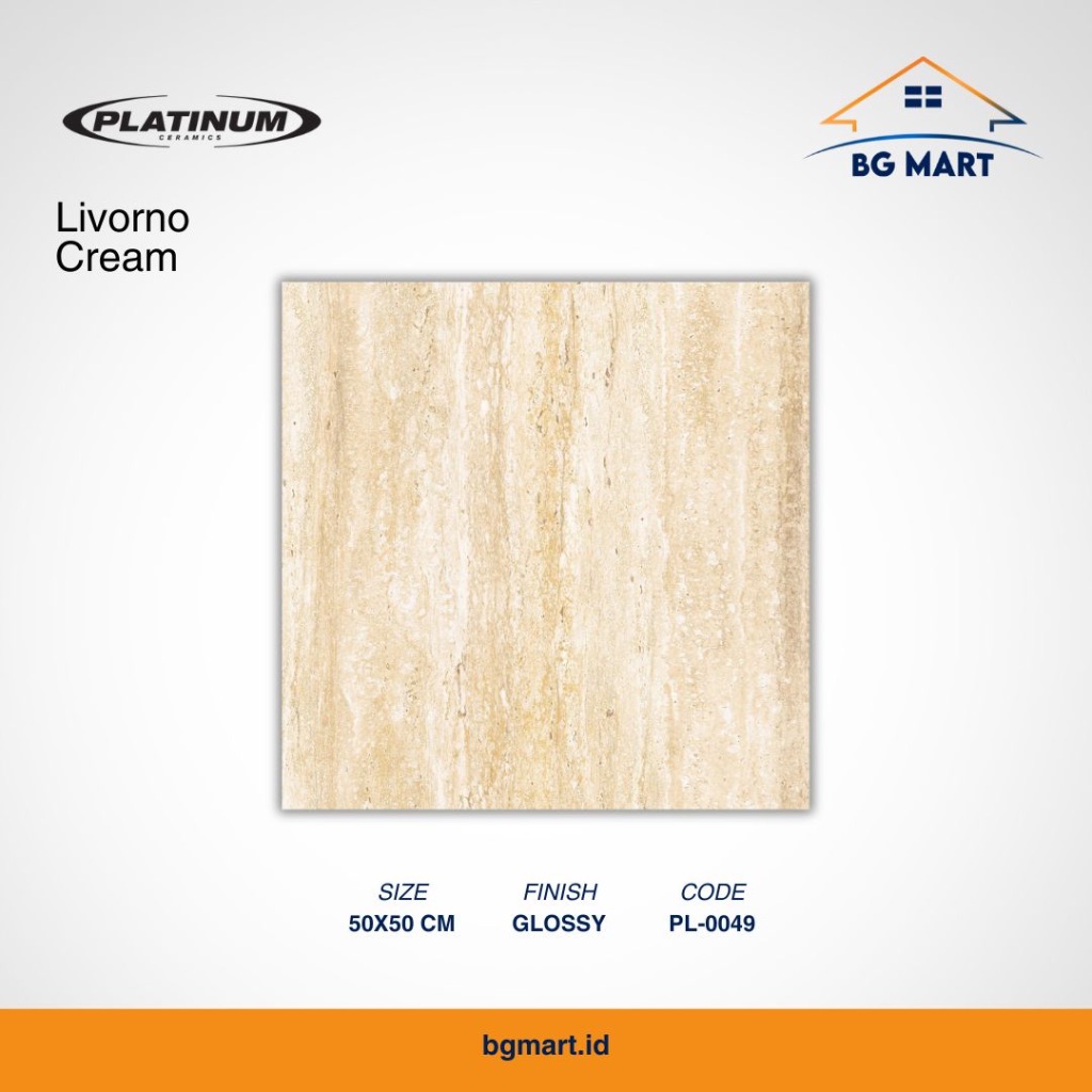 PLATINUM Keramik Lantai 50x50 Livorno Rec Cream KW B