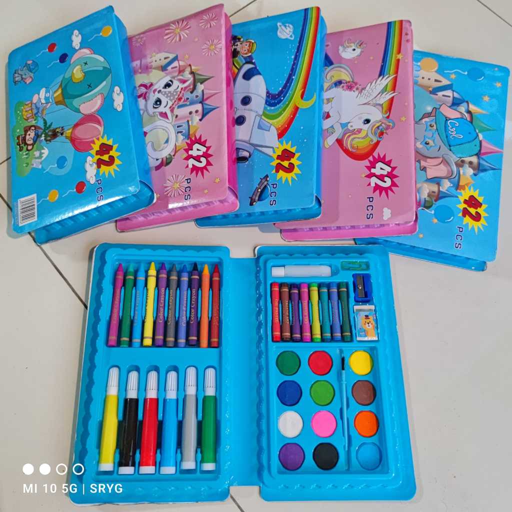 

Crayon Set 42 Pcs Pensil Warna Spidol Peralatan Mewarnai Anak