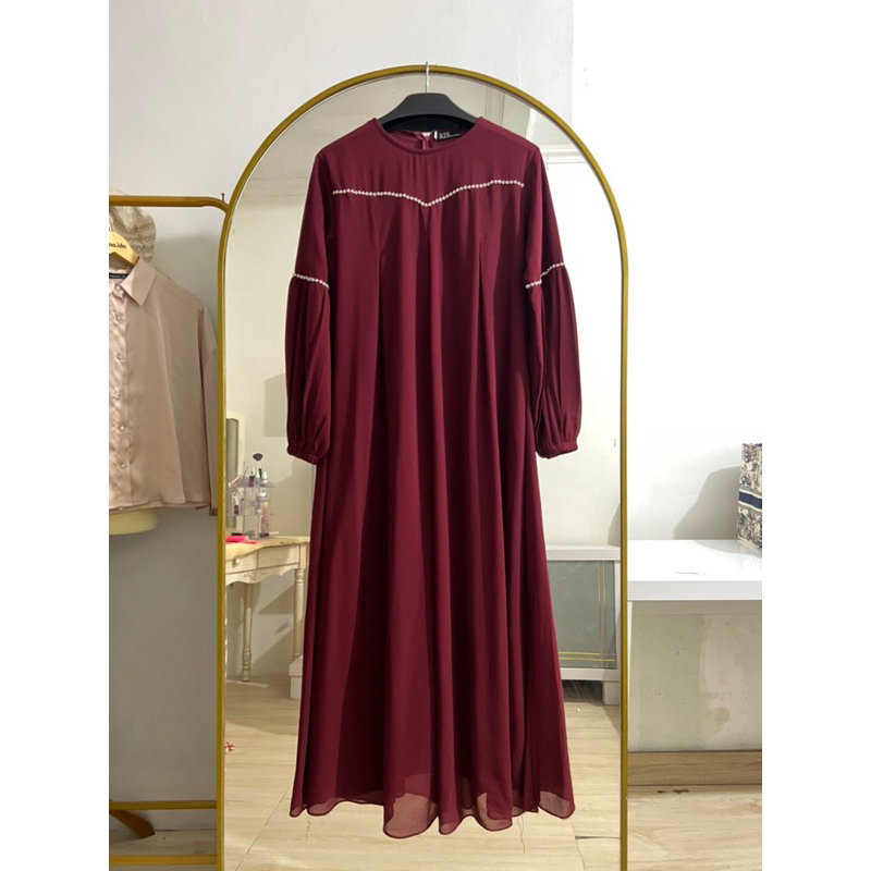 Gamis maroon blouse Ceruty Gamis simple