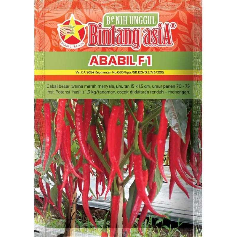 Benih Cabai Cabe Besar ABABIL F1 10 Gram Cap Bintang Asia PT Benih Citra Asia Warna Merah Menyala Co