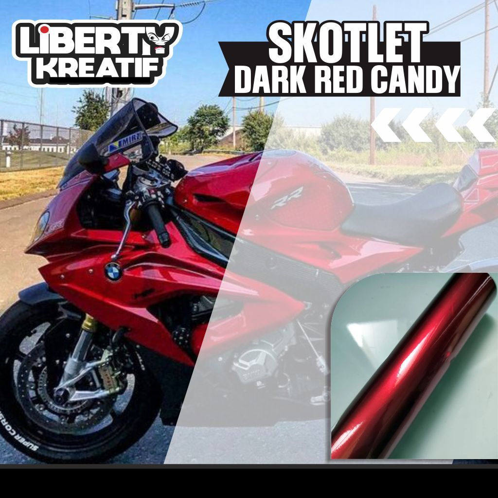 Skotlet Sticker Wrapping Motor Candy Dark Red Metalik Candy Skotlet Merah Metalik Skotlite Dark Red 