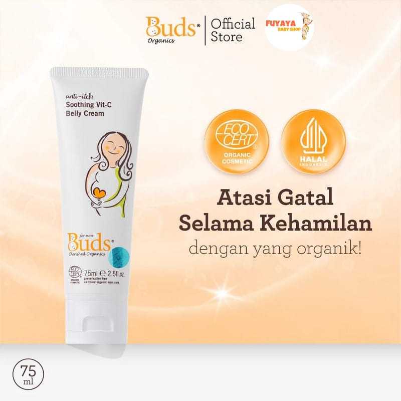 Buds Cherised Organics Anti-Ich Soothing Vit-C Belly Cream 75ml - Lotion atau Krim Pellindung dan Pe