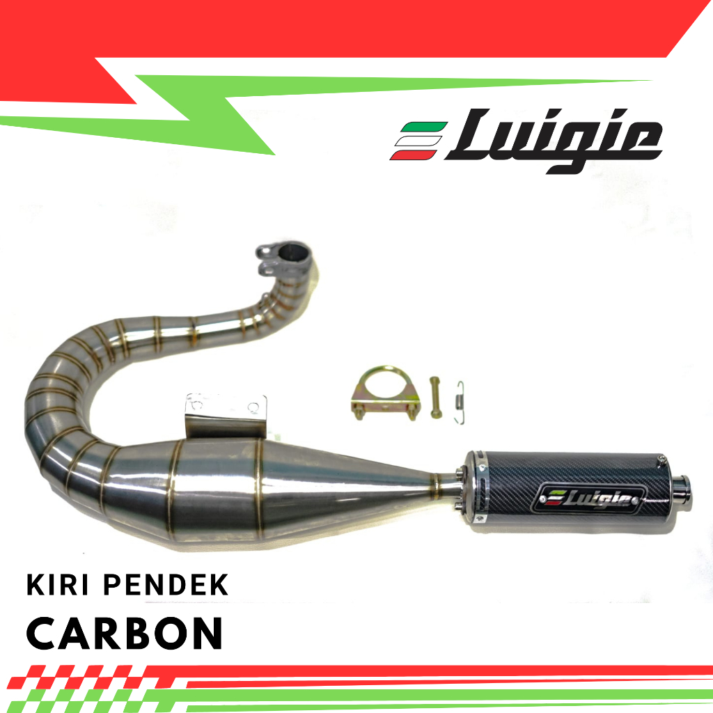 Knalpot Racing Vespa Stainless Buang Kiri Carbon Excell Super PX PS PX150