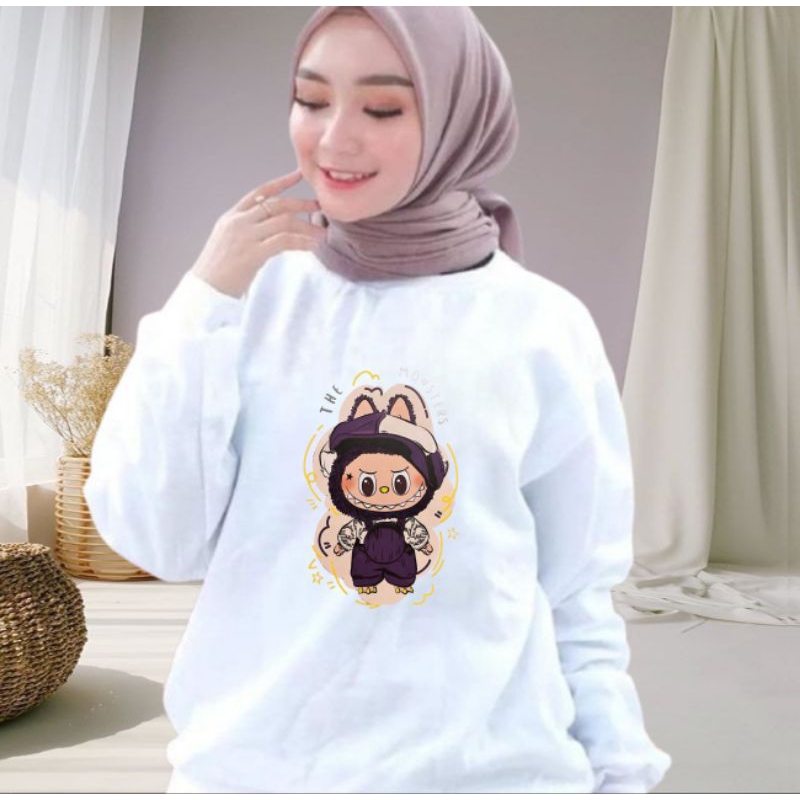 KAOS LENGAN PANJANG WANITA // KAOS LABUBU MONSTER TRENDY // KAOS WANITA LENGAN PANJANG // SWEATER