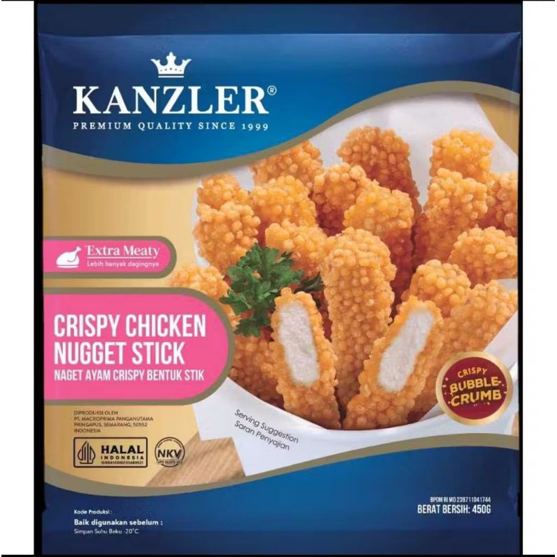 

KANZLER NUGET NUGGET RENYAH CRISPY STICK CRUMBLE BUBBLE 450gr