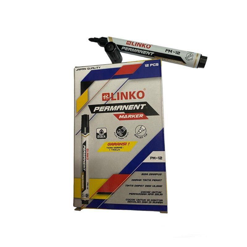 

Spidol Permanent Linko / Spidol Besar Linko Permanent marker PM-12 (1 LUSIN isi 12 Pcs)