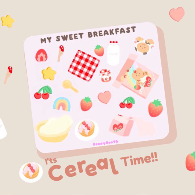 

STICKER SHEET DEKO JURNAL | KISS CUT WATERPROOF | EDISI MY SWEET BREAKFAST | BEARYBOOTH