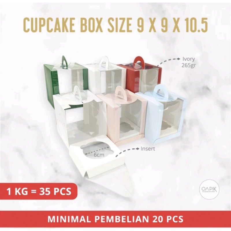 

Cupcake Box Mika 9x9x10.5, kemasan makanan, Packaging Makanan, Dus Cupcake