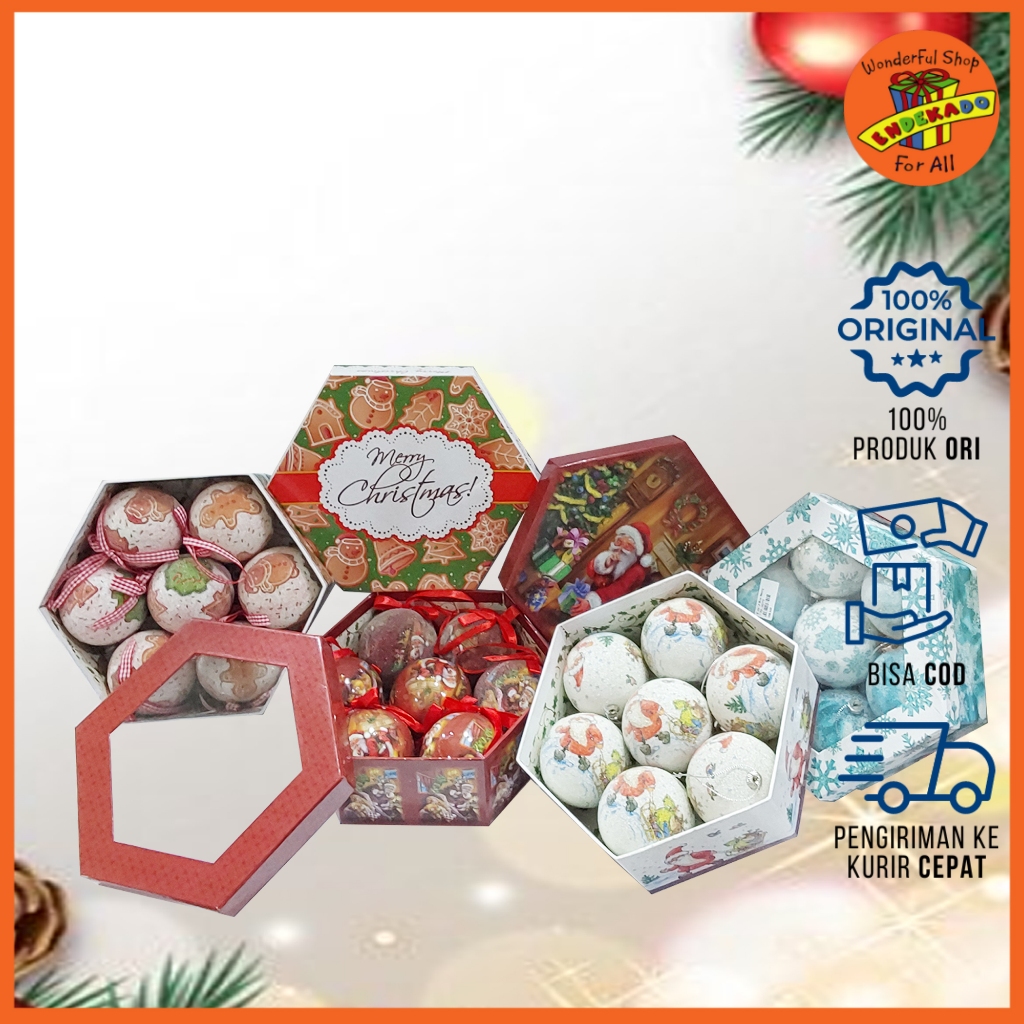 Hiasan Bola Natal Mix Warna ( Isi 7 Buah ) - Dekorasi Natal Makassar
