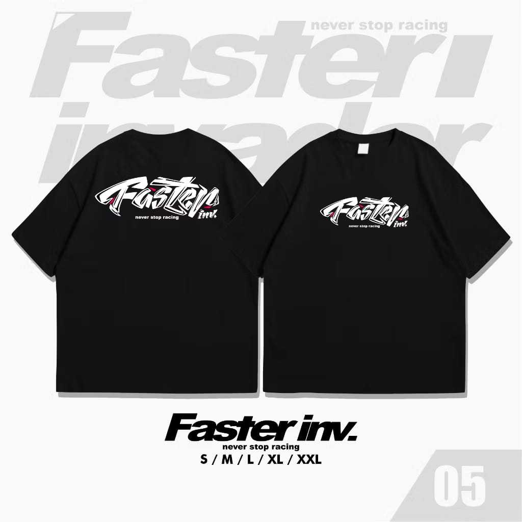 Kaos FASTER INVADER Terbaru Black Original Simple - Kaos Anak Racing - Kaos Anak Sunmori - Kaos Mura