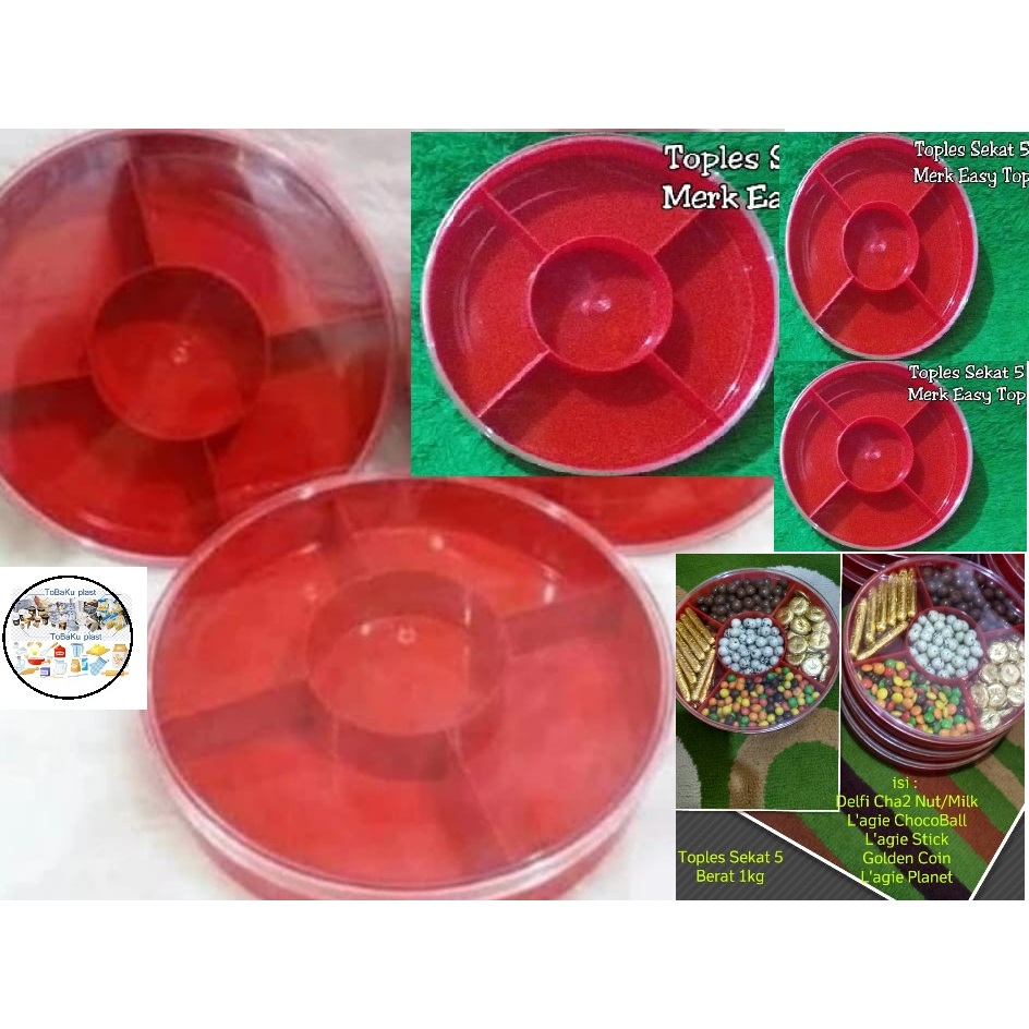 TOPLES SEKAT 5 BULAT/TOPLES PLASTIK KUE KERING JAR KUE LEBARAN HARDTOP