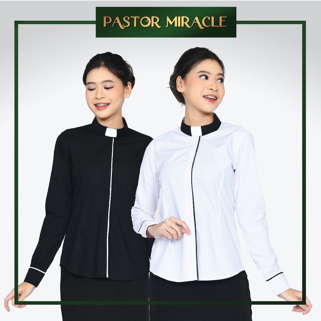 Miracle - Pendeta Wanita Kemeja Collar - Panjang - Variasi - Jos Miracle Bandung
