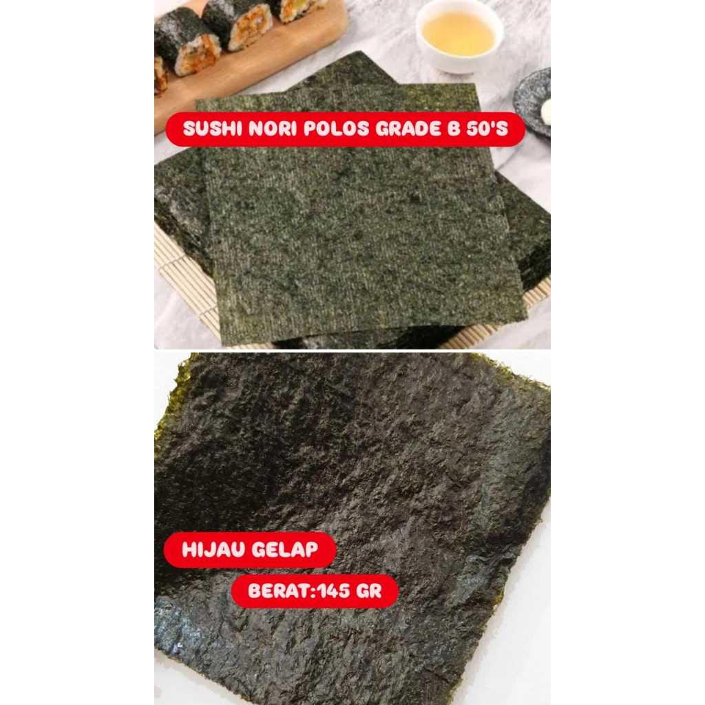 

SUSHI NORI POLOS GRADE B 50 SHEET/ SUSHI NORI 50 LEMBAR KIMBAP DRIED SEAWEED (HL)