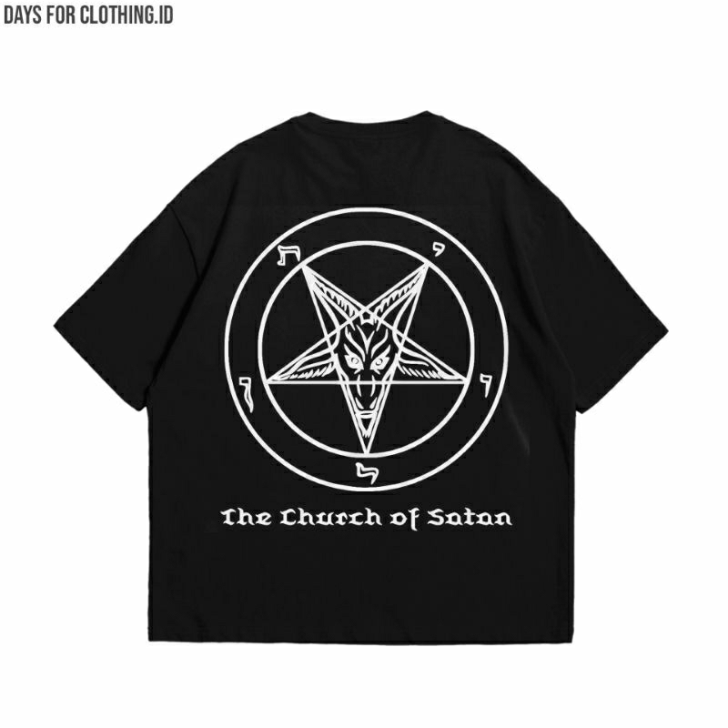 Kaos The Church Satan Tshirt 666 Satanic Lengan Pendek Cotton Combed Hitam