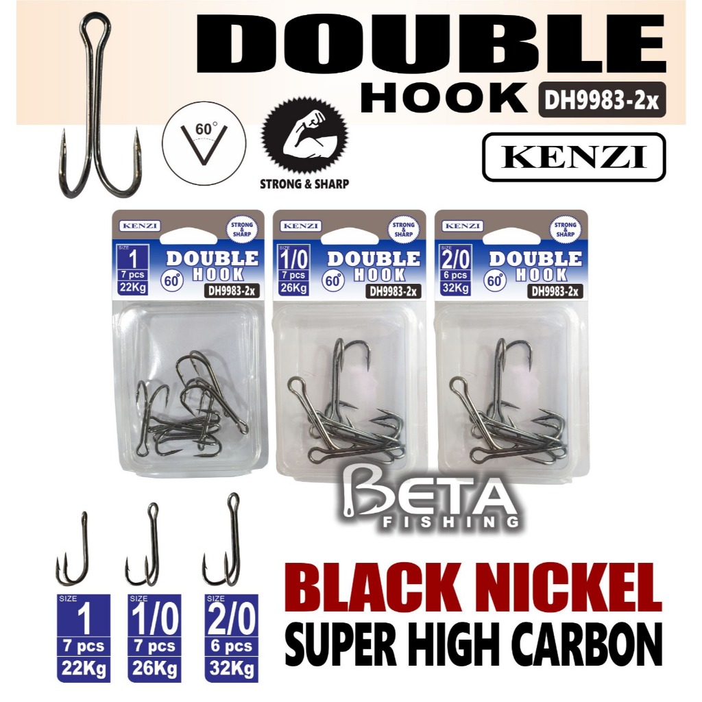 MATA KAIL KENZI DOUBLE HOOK DH9983-2x 60 BLACK NICKEL