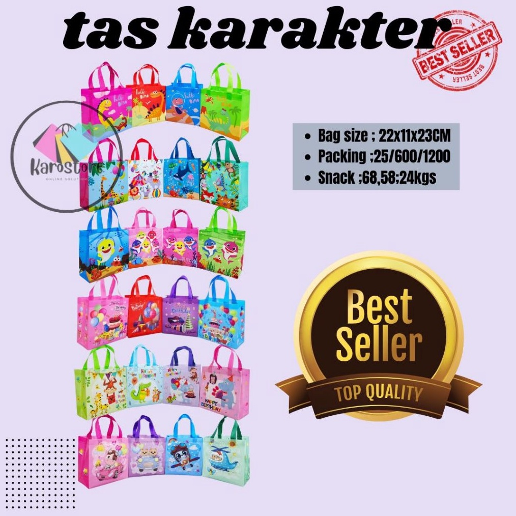 

Tas box karakter laminasi uk 22x11x23 per pack 1pcs