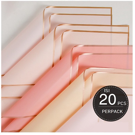 

Produk Spesial 1 PACK ISI 2 LEMBAR Kertas Bunga Buket List Gold Emas Cellophane Flower Wrapping Pack List Gold KB1