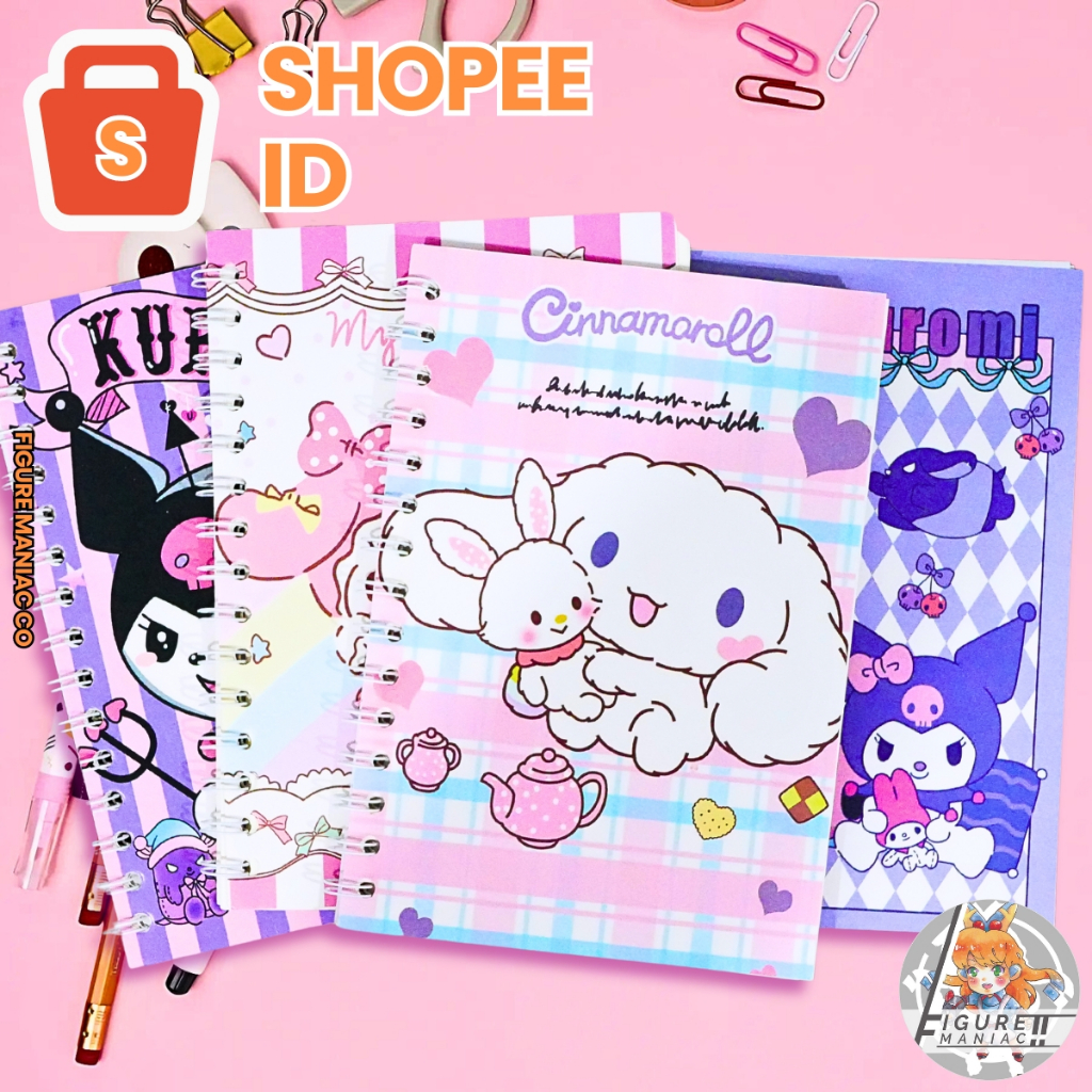 

[FM] - Note Book Buku Tulis / Buku Catatan Sanrio and Character Motif A5 60 Lembar Book Jurnal Ring