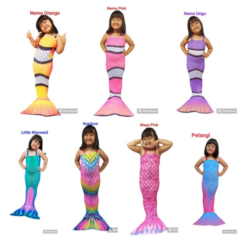 Glosir Kostum Mermaid Putri Duyung Baju Renang The Little Mermaid Ariel Sisik Pelangi