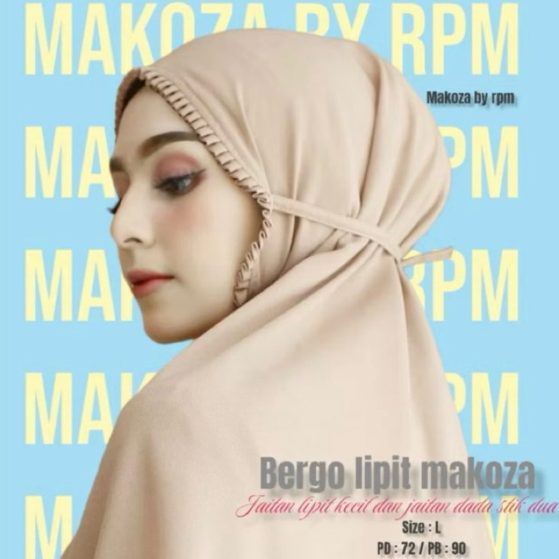 BERGO KCB POLOS / MARYAM KCB LIPIT/KERUDUNG LIPIT MAKOZA