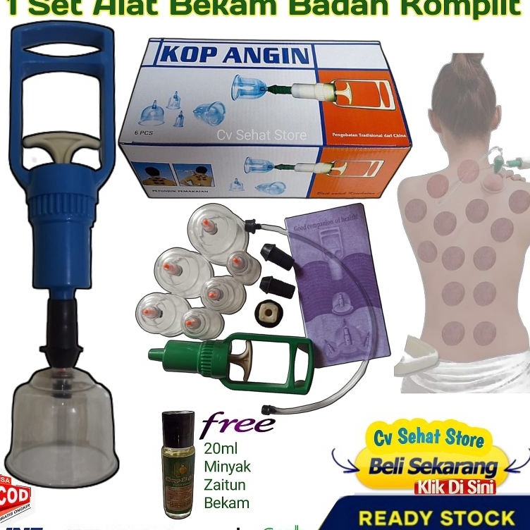 Obral Belanja  1 Set Alat Bekam Kop Tradisional Terapi Masuk Angin Cop Kesehatan Manual Cup isi 6 Ta
