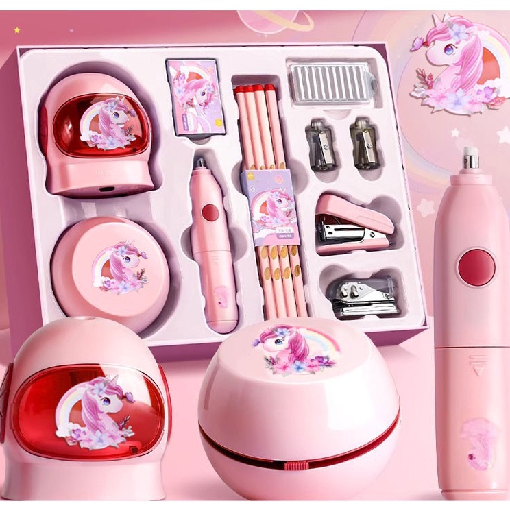 

Hot Product LOOOOPY Electric Stationery Set Set Alat Tulis Elektronik Rautan Penghapus Vacuum Pencil 11 In 1Set Alat Tulis Elektronik Belajar Anak Perempuan Kado