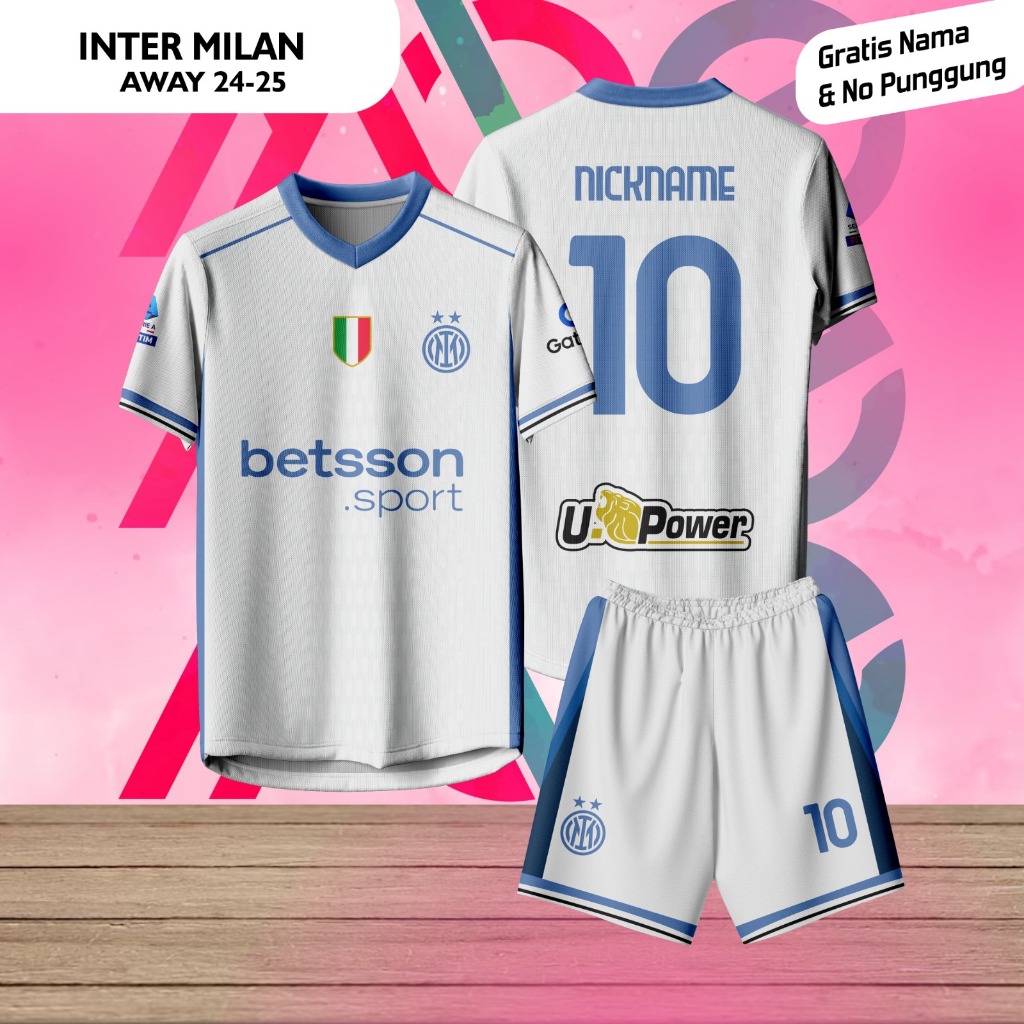 Baju Jersey Football Inter Milan Away Putih 24/25 Terbaru Supporter