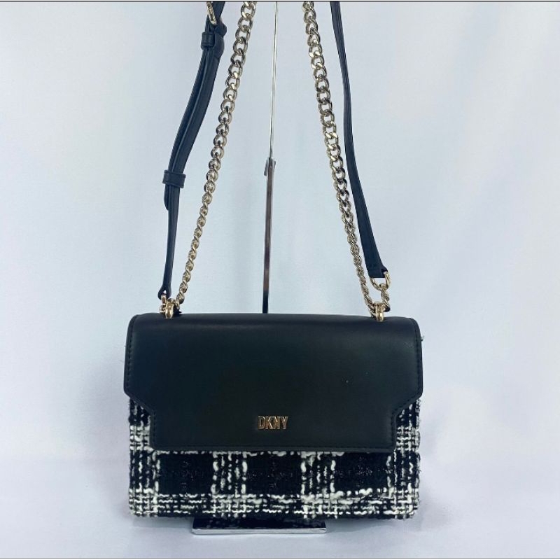Dkny Small flap shoulder bag black tweed multi