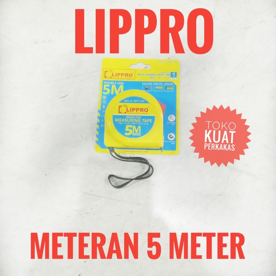 Meteran 5M LIPPRO Measuring Tape 2 Sisi 5 Meter Anti Banting S811-519