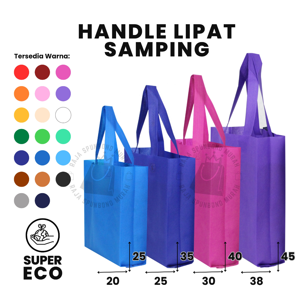 

HLS SUPER ECO Tas Spunbond Goodie Bag Laken Handle 4 Ukuran 20x25 25x35 30x40 38x45 Tebal Polos