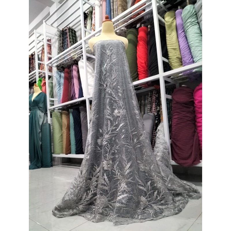 Kain Tille Akar Payet Mutiara 3d/Brokat Akar Mutiara