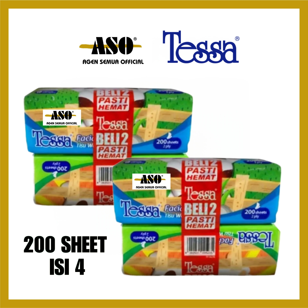 [ PAKET ISI 4 ] Tisu Tissue TESSA 200 sheet. 2ply facial tissue Tisu. Wajah PROMO !!!