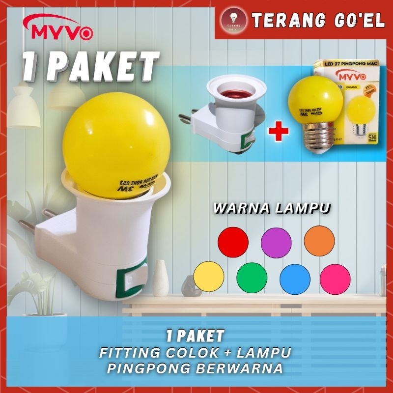 (PAKET) FITTING COLOK+ LAMPU WARNA WARNI PING PONG / LAMPU LED BERWARNA/ FITTING COLOK & SWITCH + LA
