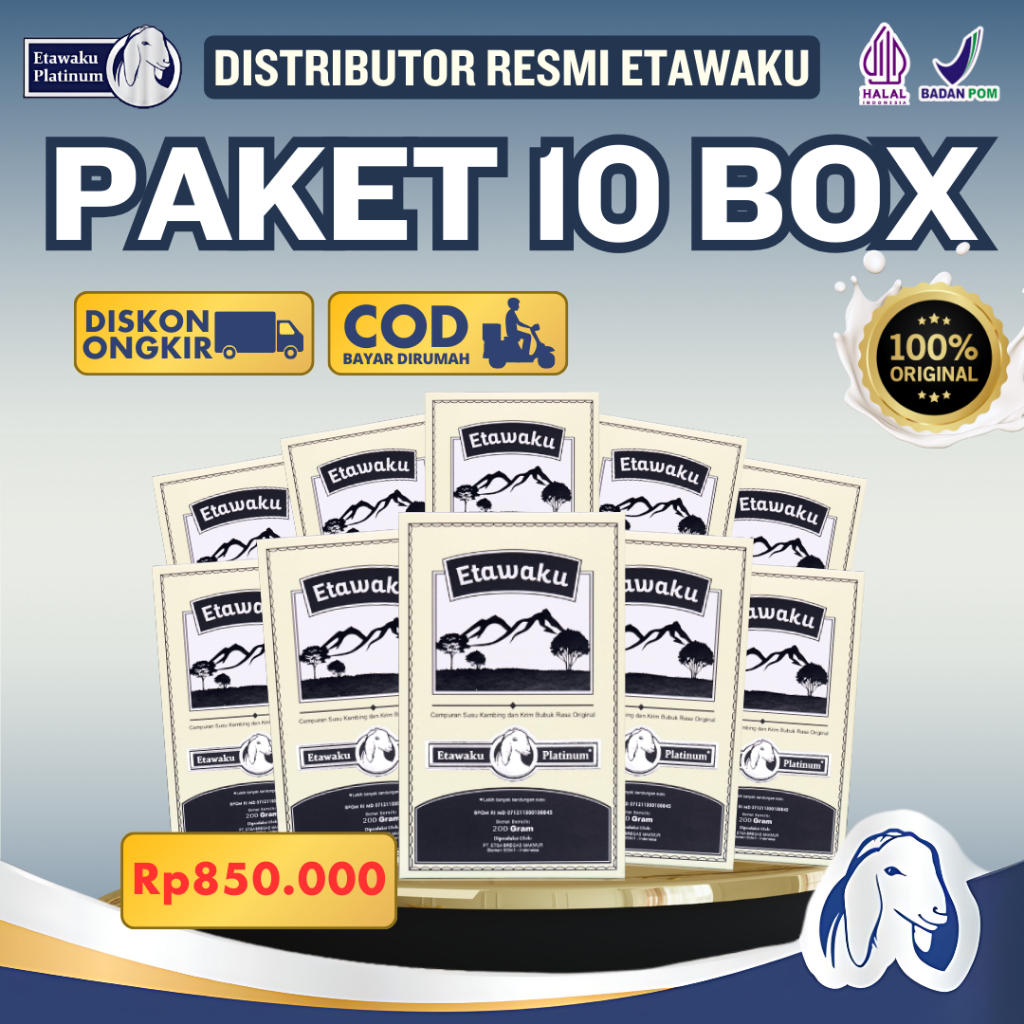 

Etawaku Platinum - Susu Kambing Etawa Murni & Krimer Bubuk Original Paket 10 Box Hemat!! A