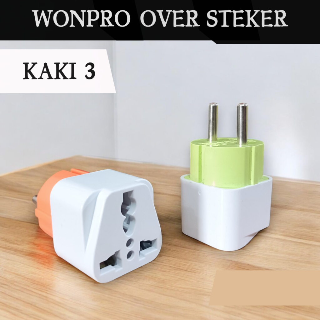 WONPRO OVER STEKER COLOKAN SAMBUNGAN KAKI 3 LUBANG ADAPTER COLOKAN KAKI 3