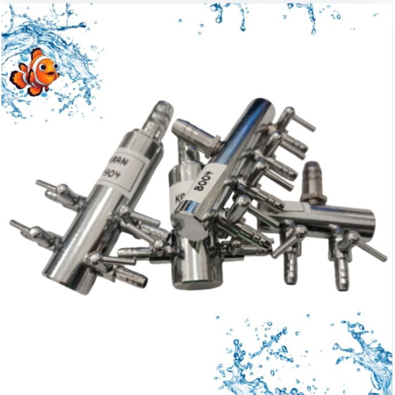 KRAN AERATOR STAINLESS 2 || 4 OUTPUT KRAN ANGIN KRAN PEMBAGI UDARA AIRPUMP AQUARIUM